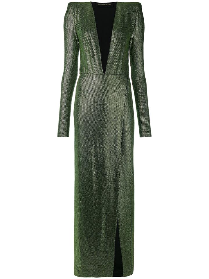 Alexandre Vauthier Deep V Front Maxi Dress - Green