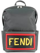 Fendi Logo Patch Backpack - Grey