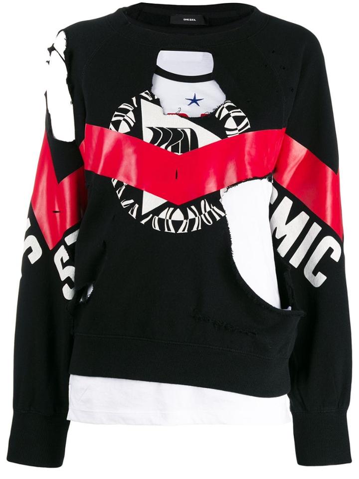 Diesel Ripped Punk Jumper - Black