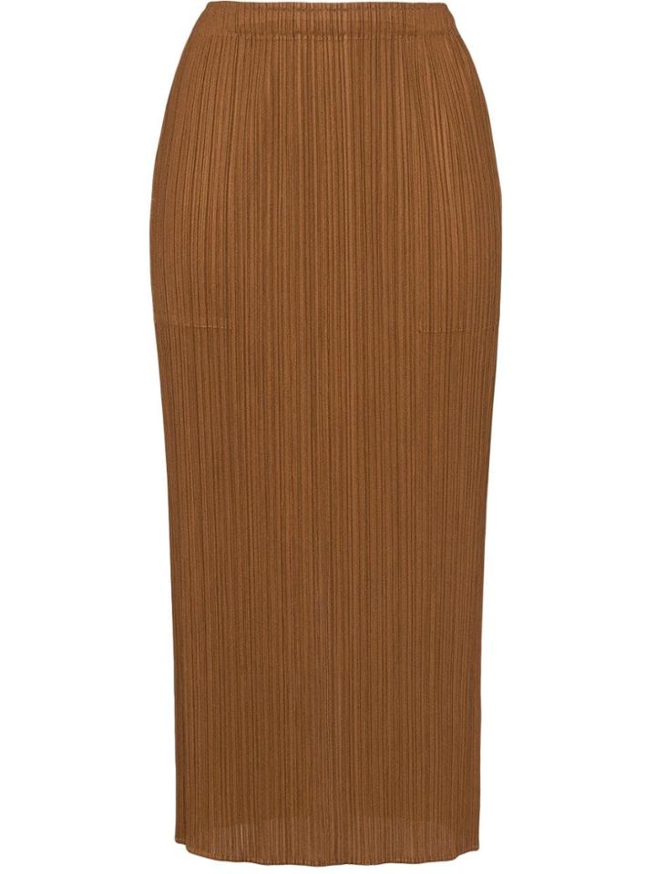 Pleats Please By Issey Miyake Pleated Midi Skirt - Brown