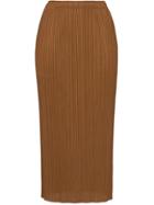 Pleats Please By Issey Miyake Pleated Midi Skirt - Brown