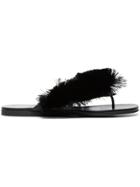 Marco De Vincenzo Black Fringe Leather Sandals