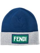 Fendi Kids Logo Beanie - Blue