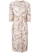 Bottega Veneta Floral-print Silk Dress - Nude & Neutrals