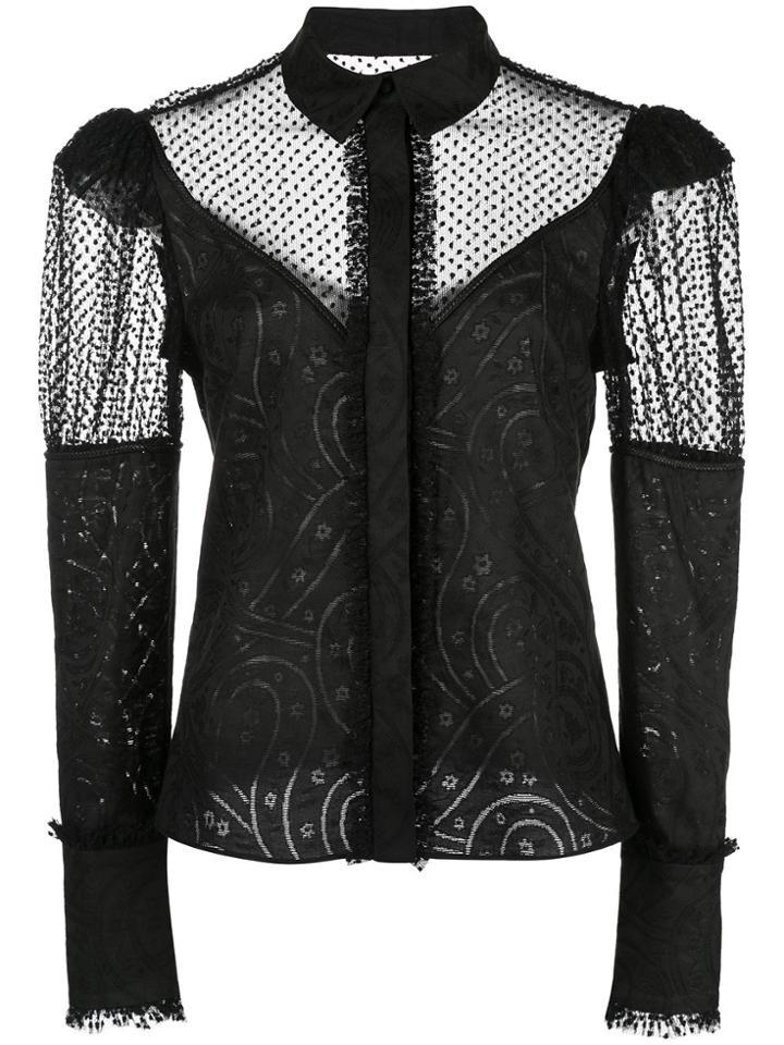 Alexis Virginia Sheer-panels Shirt - Black