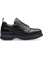 Prada Crocodile Leather Sneakers - Black