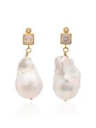 Anni Lu Gemstone And Pearl Drop Earrings - White