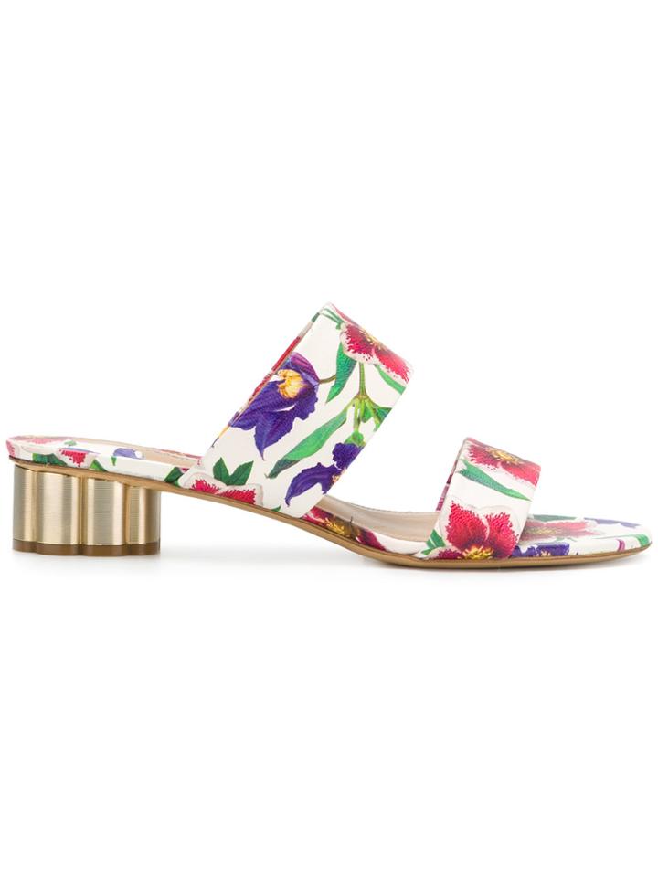 Salvatore Ferragamo Flower Heel Strap Mule - Multicolour