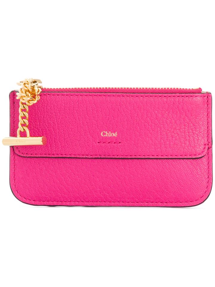 Chloé Top Zip Card Holder - Pink & Purple
