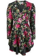 Rotate Floral Embroidered Wrap Dress - Black