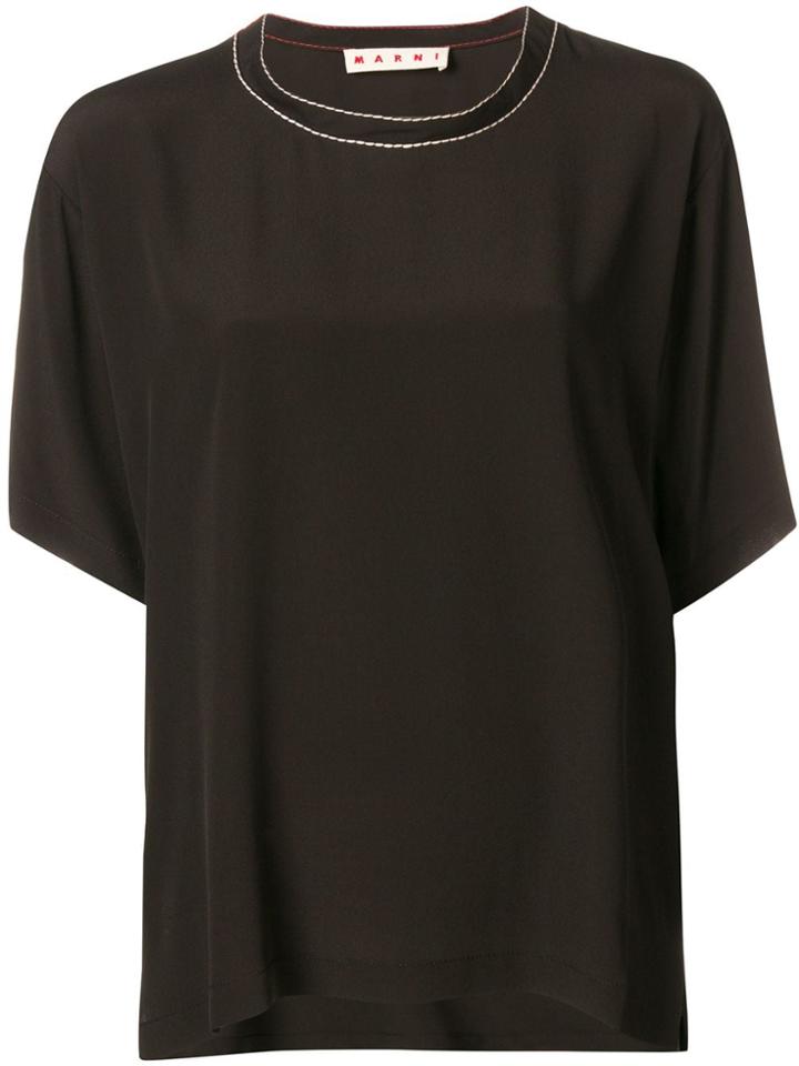 Marni Stitch Embellished T-shirt - Brown