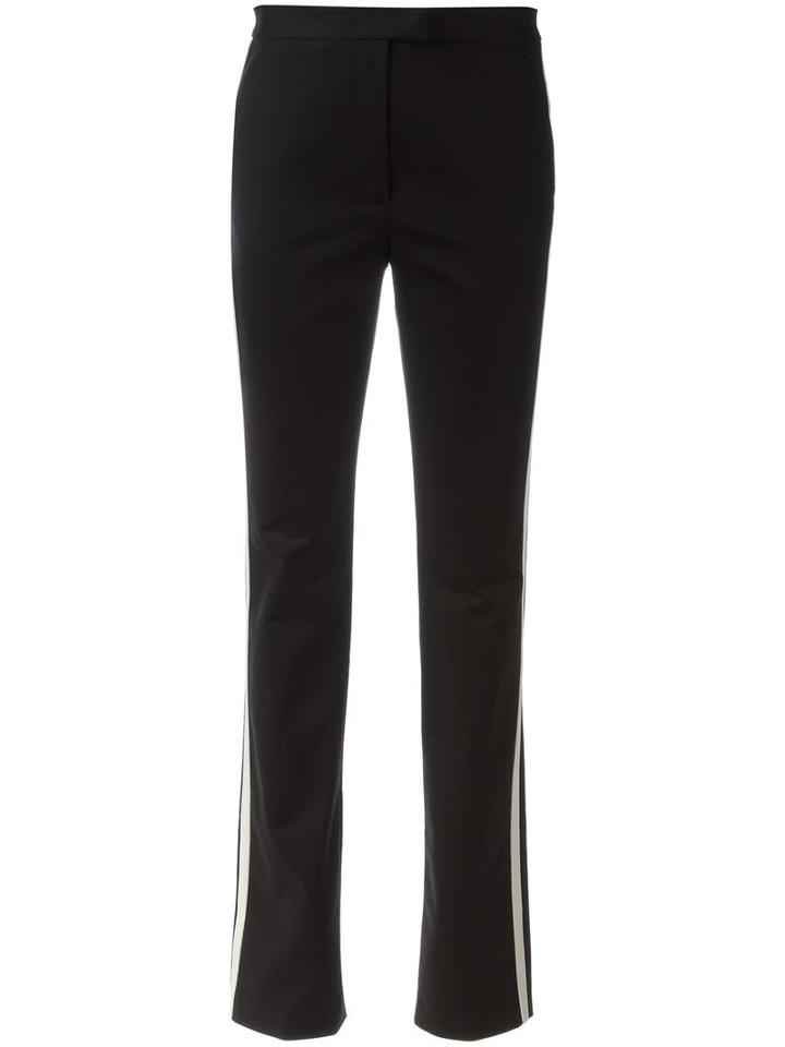 Red Valentino Striped Side Slim-fit Trousers, Women's, Size: 38, Black, Cotton/spandex/elastane/silk/polyester