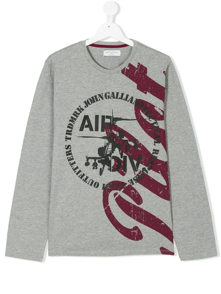 John Galliano Kids Graphic Print T-shirt - Grey
