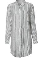Osklen - Striped Shirt Dress - Women - Linen/flax - M, Black, Linen/flax