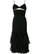 Valentino Vintage Ruffle Trim Dress - Black