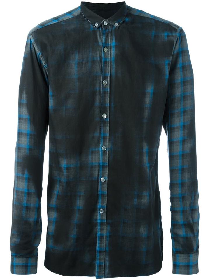 Lanvin Spray Paint Checked Shirt