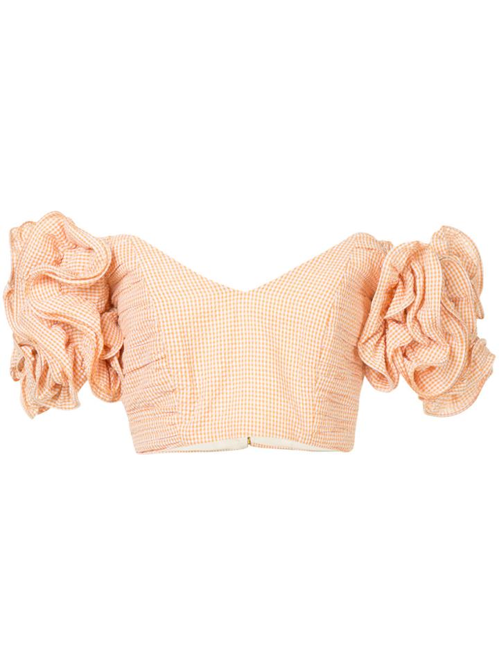 Bambah Gingham Ruffled Blouse - Yellow & Orange