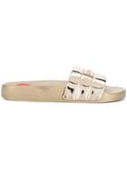 Love Moschino Metallic Logo Slides - Gold