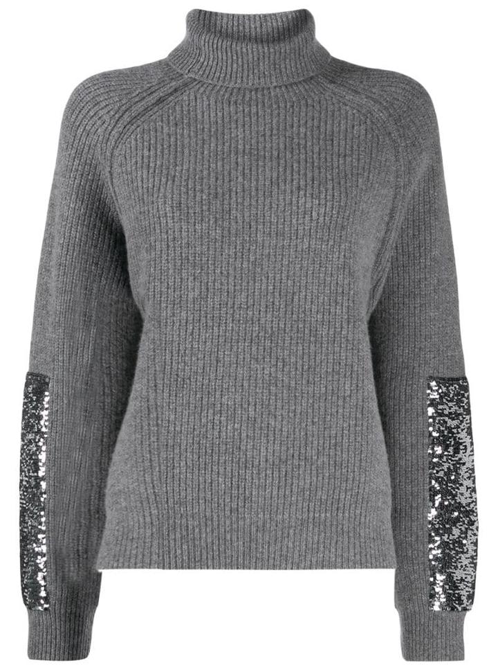 Markus Lupfer Sequinned Roll Neck Jumper - Grey
