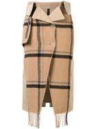 Unravel Project Check Scarf Buttoned Skirt - Brown