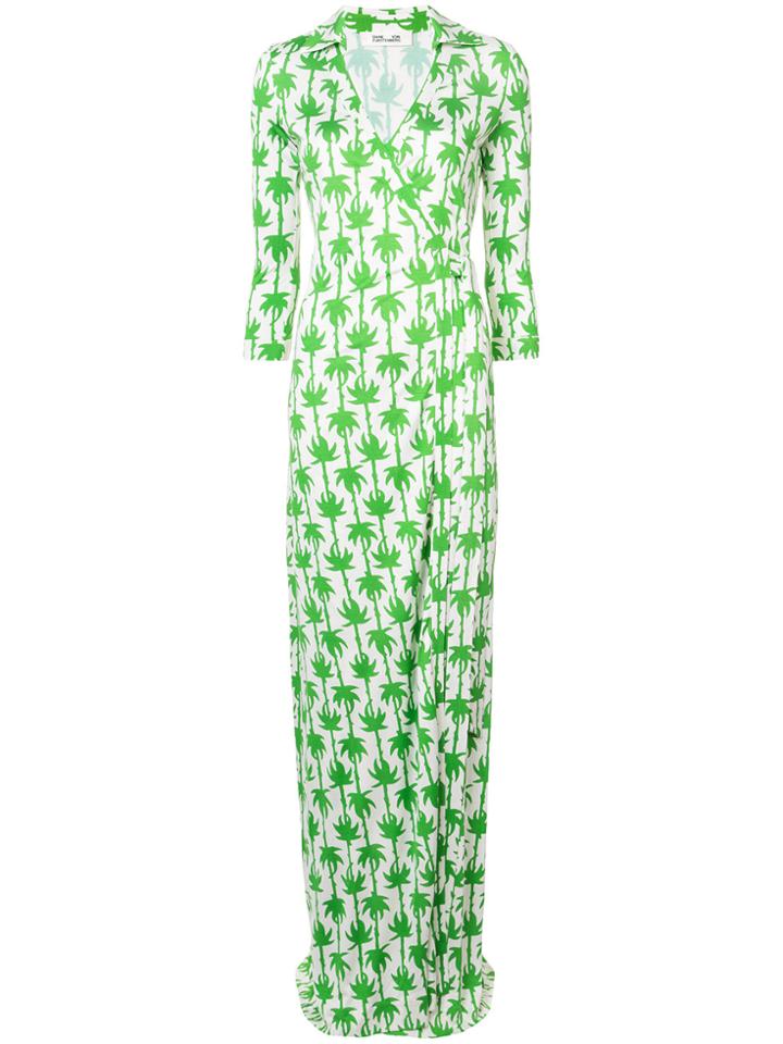 Dvf Diane Von Furstenberg Palm Print Maxi Dress - Green