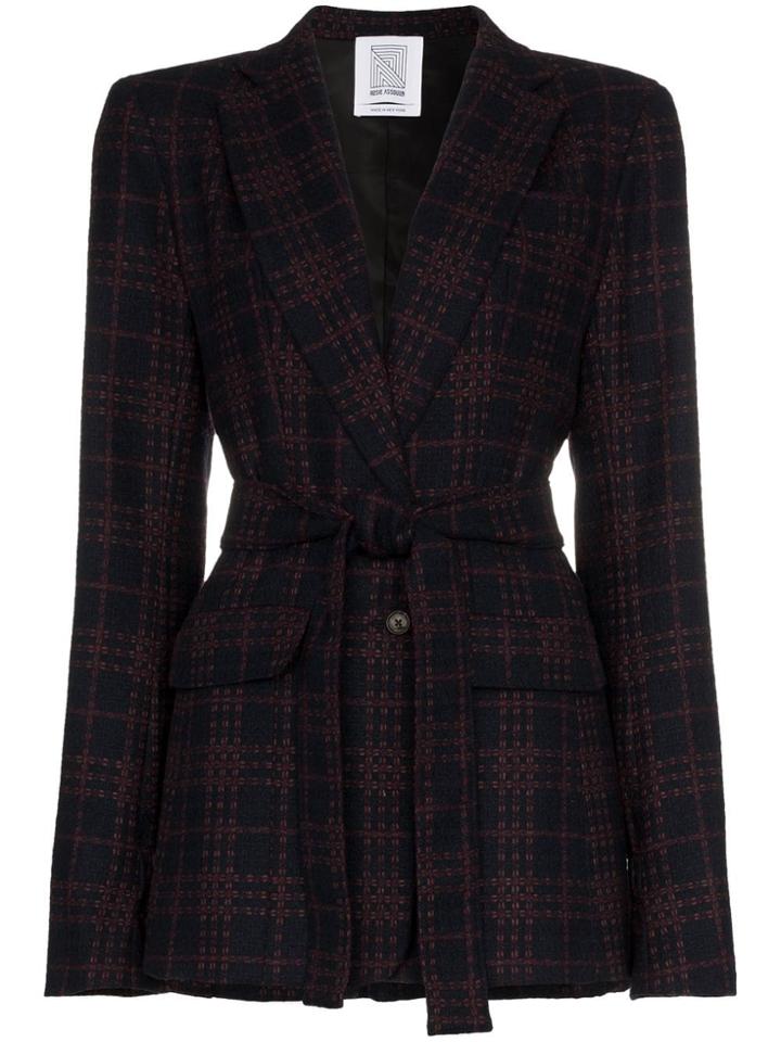 Rosie Assoulin Intarsia Pattern Belted Wool Blazer - Red