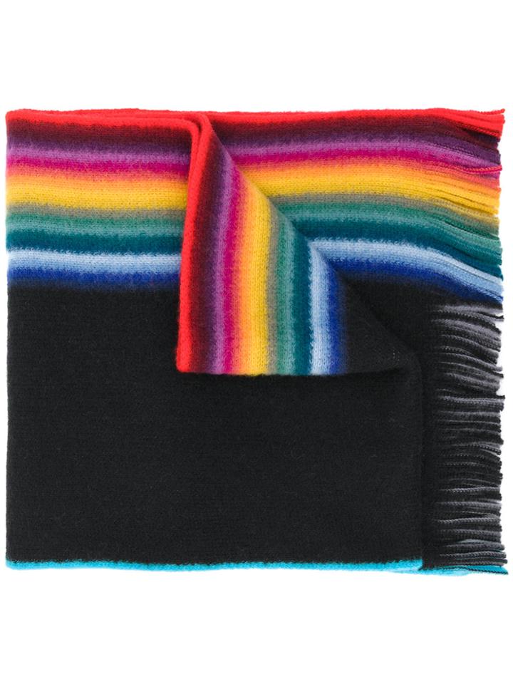 Paul Smith Striped Fringed Scarf - Black