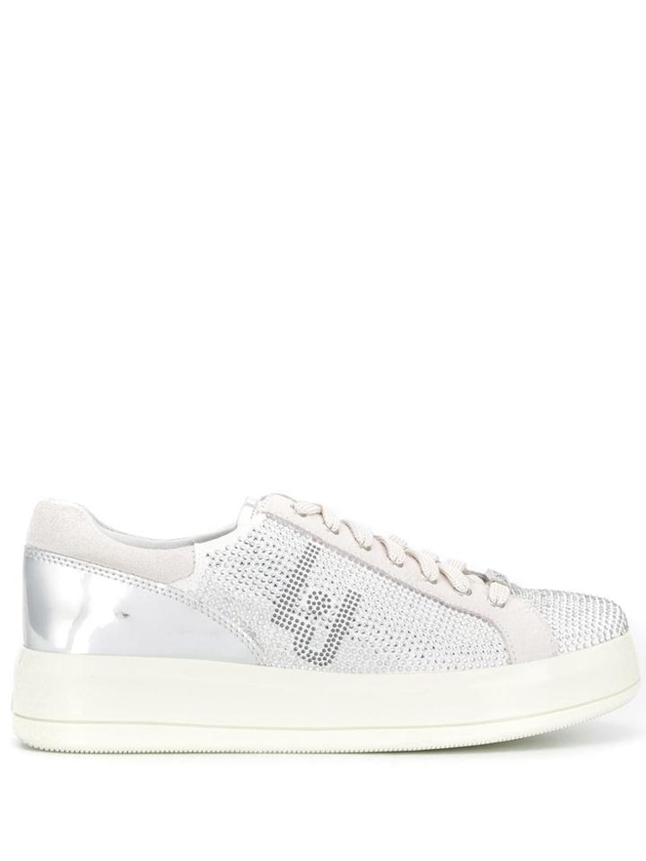 Liu Jo Embellished Metallic Sneakers - White