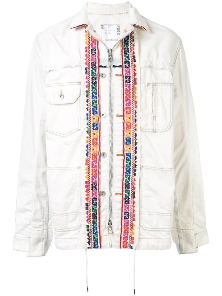Sacai Embroidered Zipped Jacket - White