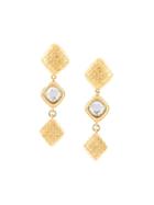 Chanel Vintage Quilted Drop Clip-on Earrings, Women's, Metallic