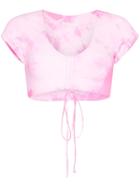 Frankies Bikinis X Sofia Richie Ryan Ruched Tie-dye Bikini Top - Pink