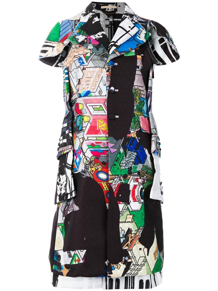 Comme Des Garçons Shortsleeved Printed Coat - Multicolour