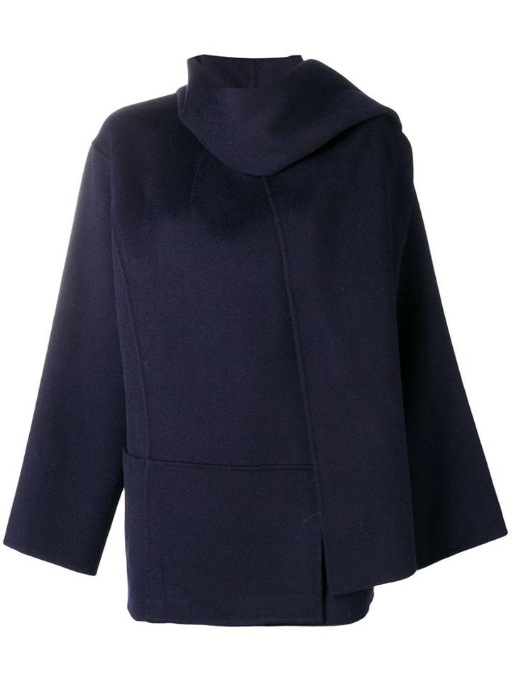 Paule Ka Shawl Detail Oversized Jacket - Blue