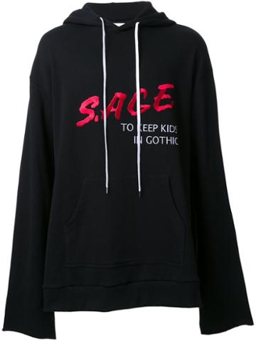 Sub-age. Logo Print Oversized Hoodie, Men's, Black, Cotton