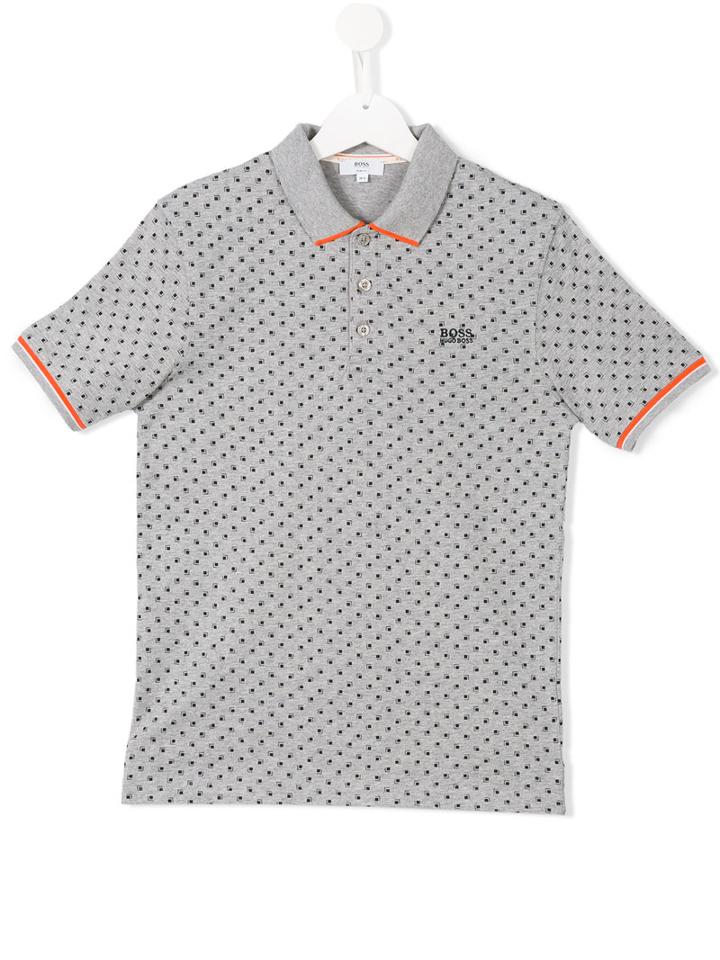 Boss Kids Geometric Print Polo Shirt, Boy's, Size: 14 Yrs, Grey