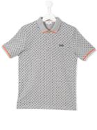 Boss Kids Geometric Print Polo Shirt, Boy's, Size: 14 Yrs, Grey