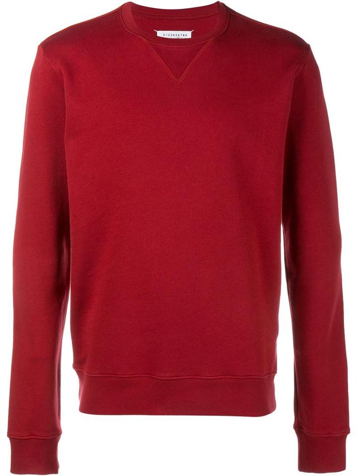 Maison Margiela Classic Sweatshirt, Men's, Size: 50, Red, Cotton/leather