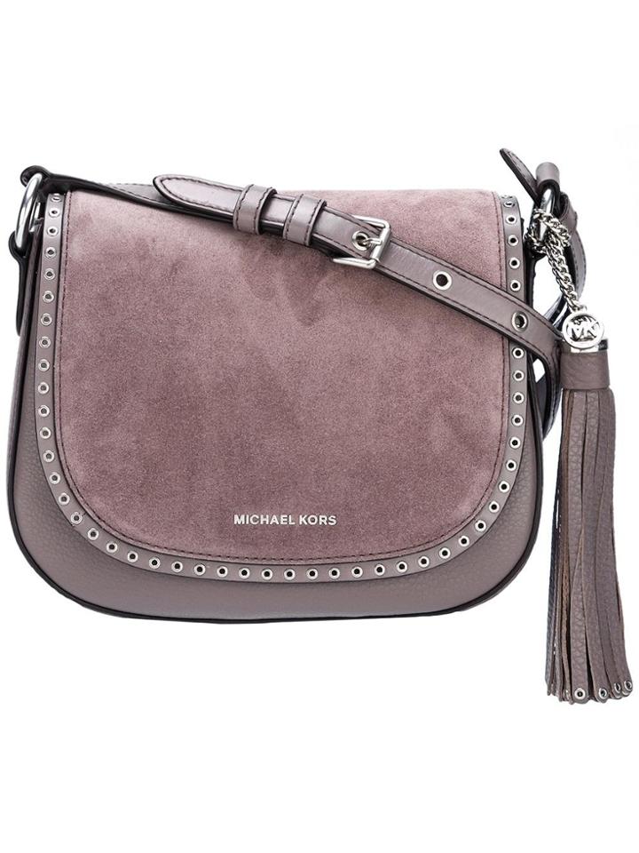 Michael Michael Kors 'brooklyn' Saddle Crossbody Bag - Grey