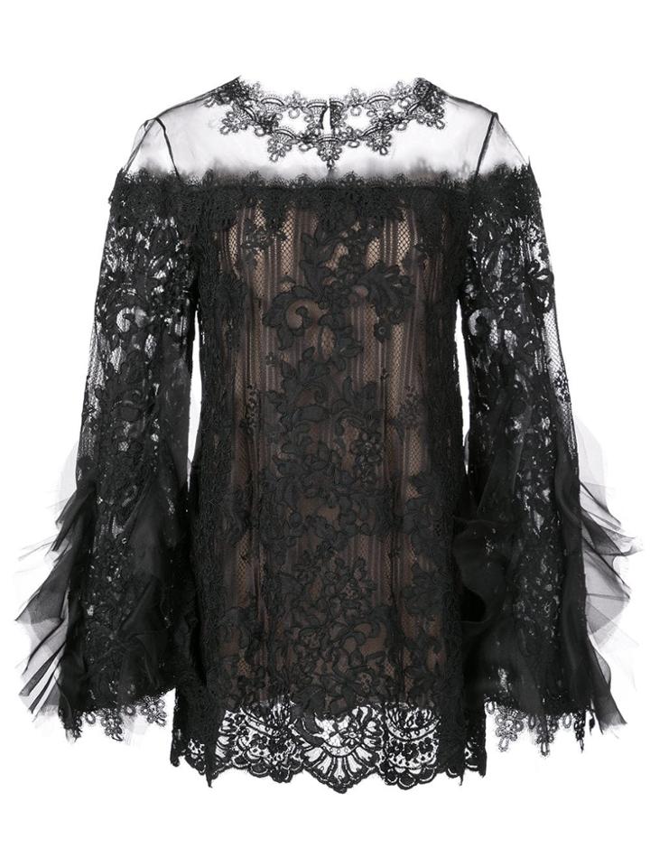 Marchesa Ruffle Sleeve Blouse - Black