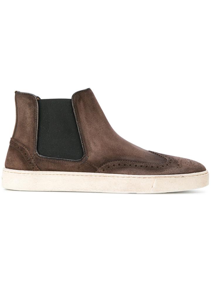 Santoni Brogue Pull-on Boots - Brown