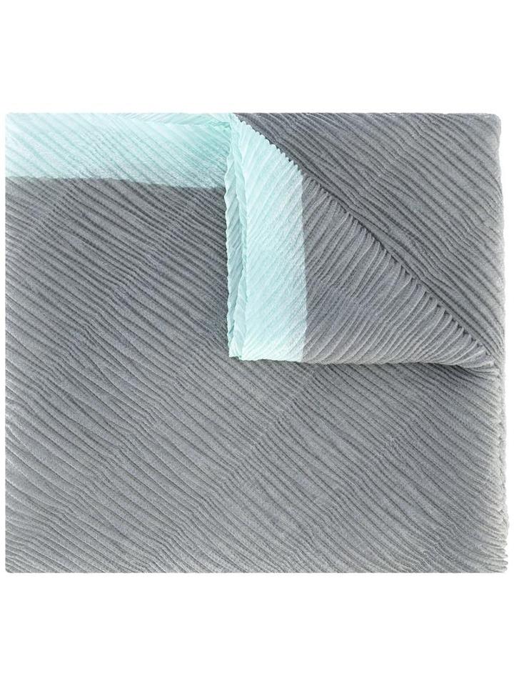 Emporio Armani - Ribbed Detail Scarf - Women - Polyester - One Size, Women's, Grey, Polyester