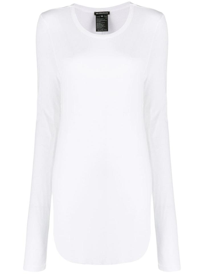 Ann Demeulemeester Longline Round Neck Jersey Top - White