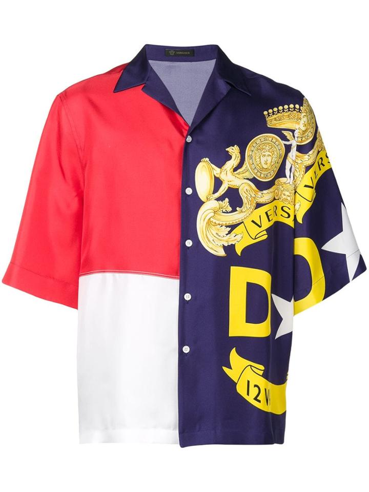 Versace Colour-block Logo Shirt - White