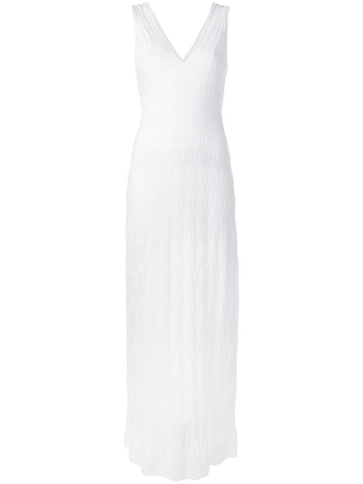 M Missoni Knitted Long Dress, Women's, Size: 46, White, Cotton/viscose/polyester