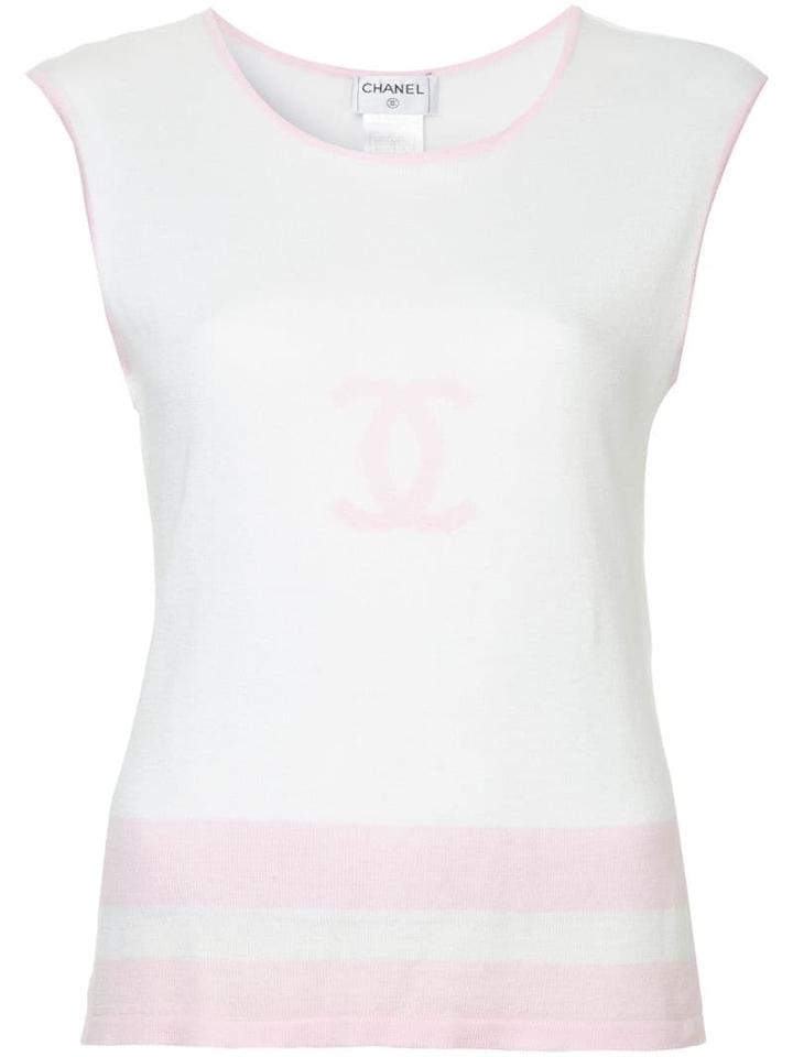 Chanel Pre-owned Interlocking Cc Sleeveless T-shirt - White