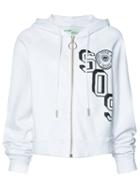 Off-white Sos Print Zipped Hoodie, Women's, Size: Xs, White, Cotton