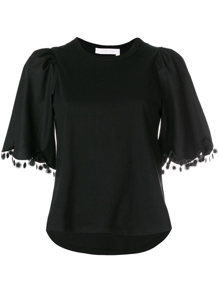 See By Chloé Scalloped Sleeve T-shirt - Black