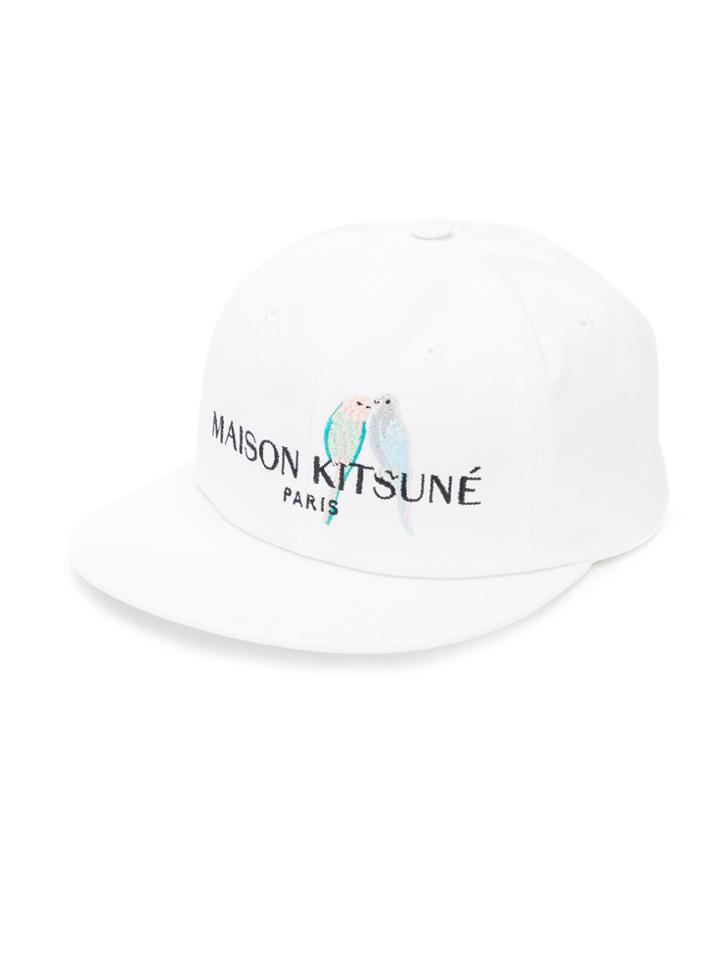 Maison Kitsuné Designer Embroided Cap - White