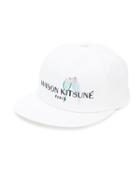 Maison Kitsuné Designer Embroided Cap - White
