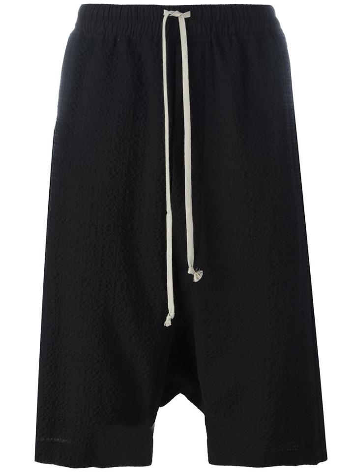 Rick Owens Drop-crotch Shorts, Men's, Size: 52, Black, Polyester/spandex/elastane/wool